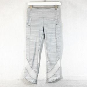Athleta Leggings Small Gray High Rise Jacquard Mesh Chat To Town Capri Workout